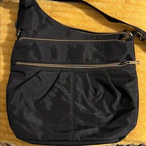 Travelon Large Black Shoulder Bag with Gold Accents